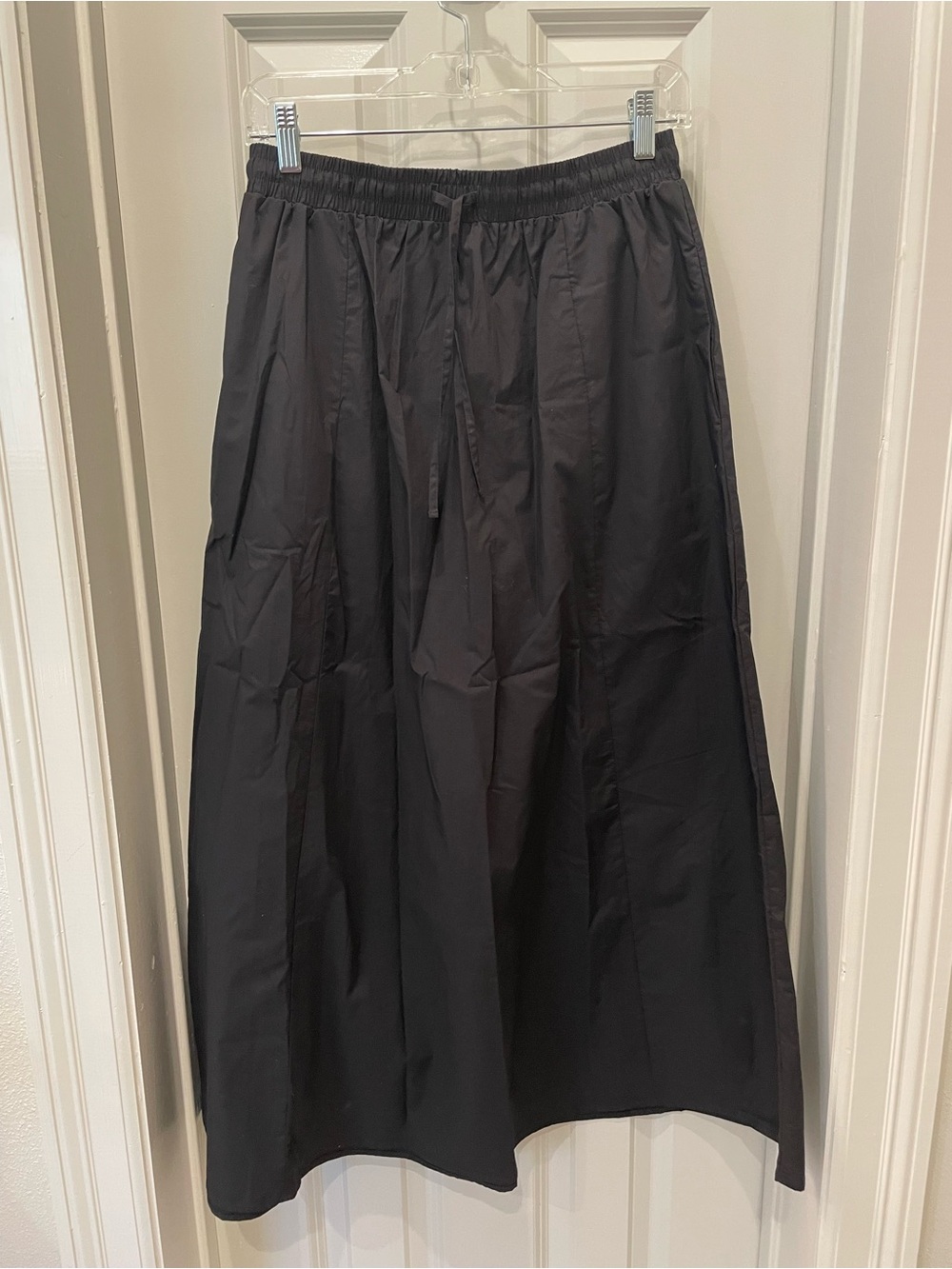 Women’s Black Drawstring Midi Skirt
